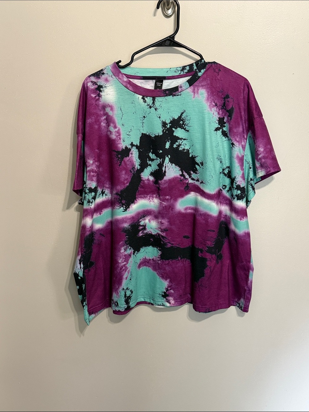SHEIN Purple & Teal Tie-Dye Short Sleeve Tee